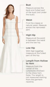 Measure for Standard Wedding Dresses