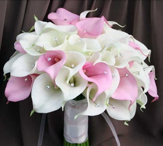 Buy White and Pink Calla Lily Wedding Bouquet