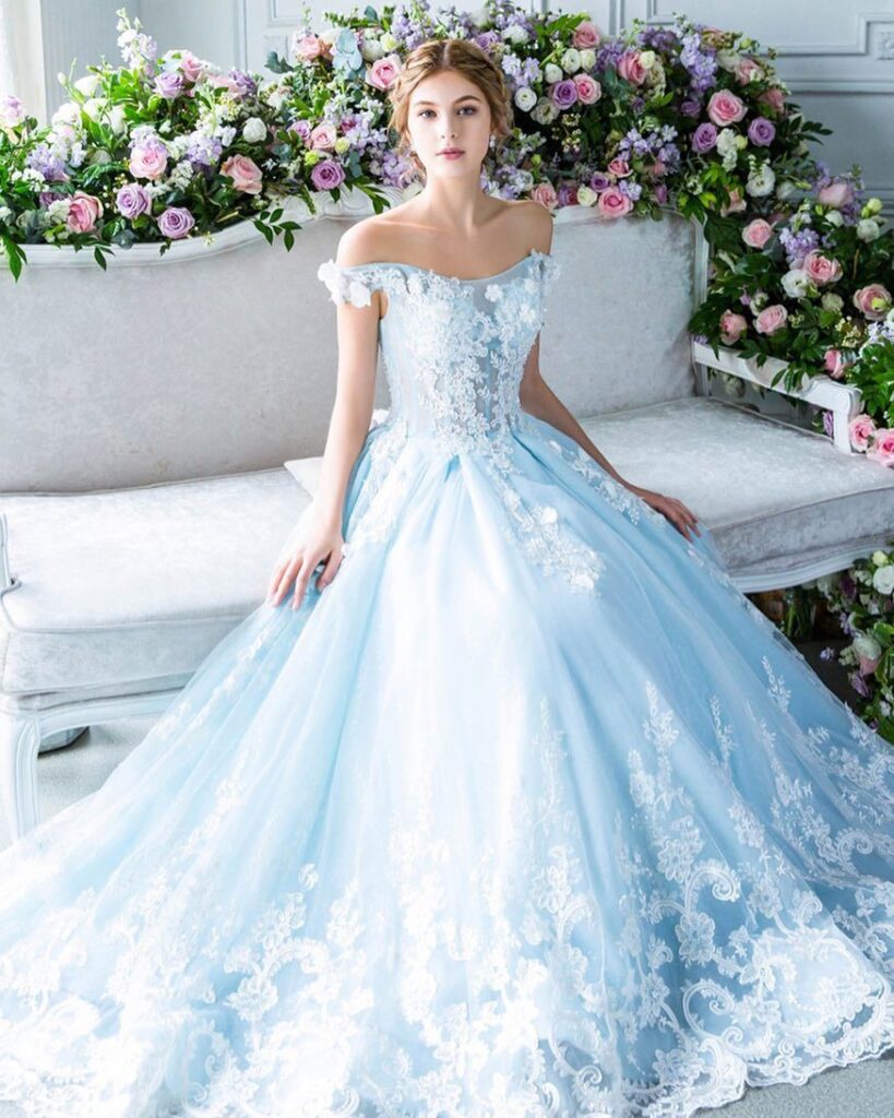 baby blue romantic wedding dress